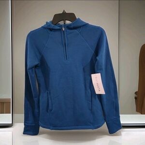 Athleta Womens Altitude Polartec half zip Hoodie Sweatshirt Size XXS NWT Blue